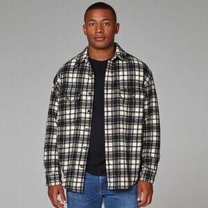 Seals Unlimited 2XL Plaid Shacket Black White 90s Y2K Grunge Flannel Shirt Retro